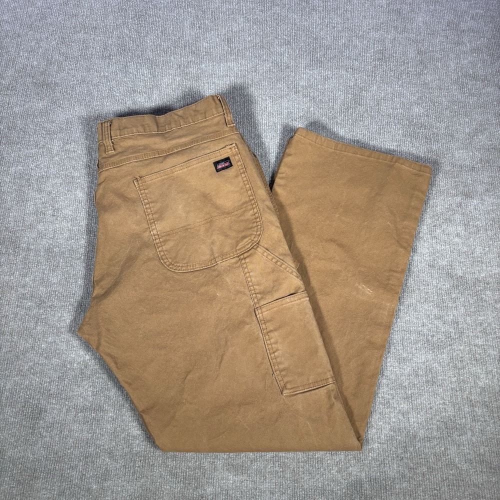 Dickies Carpenter Pants Mens 38x32 Relaxed Fit Straight Brown Duck Canvas Heavy